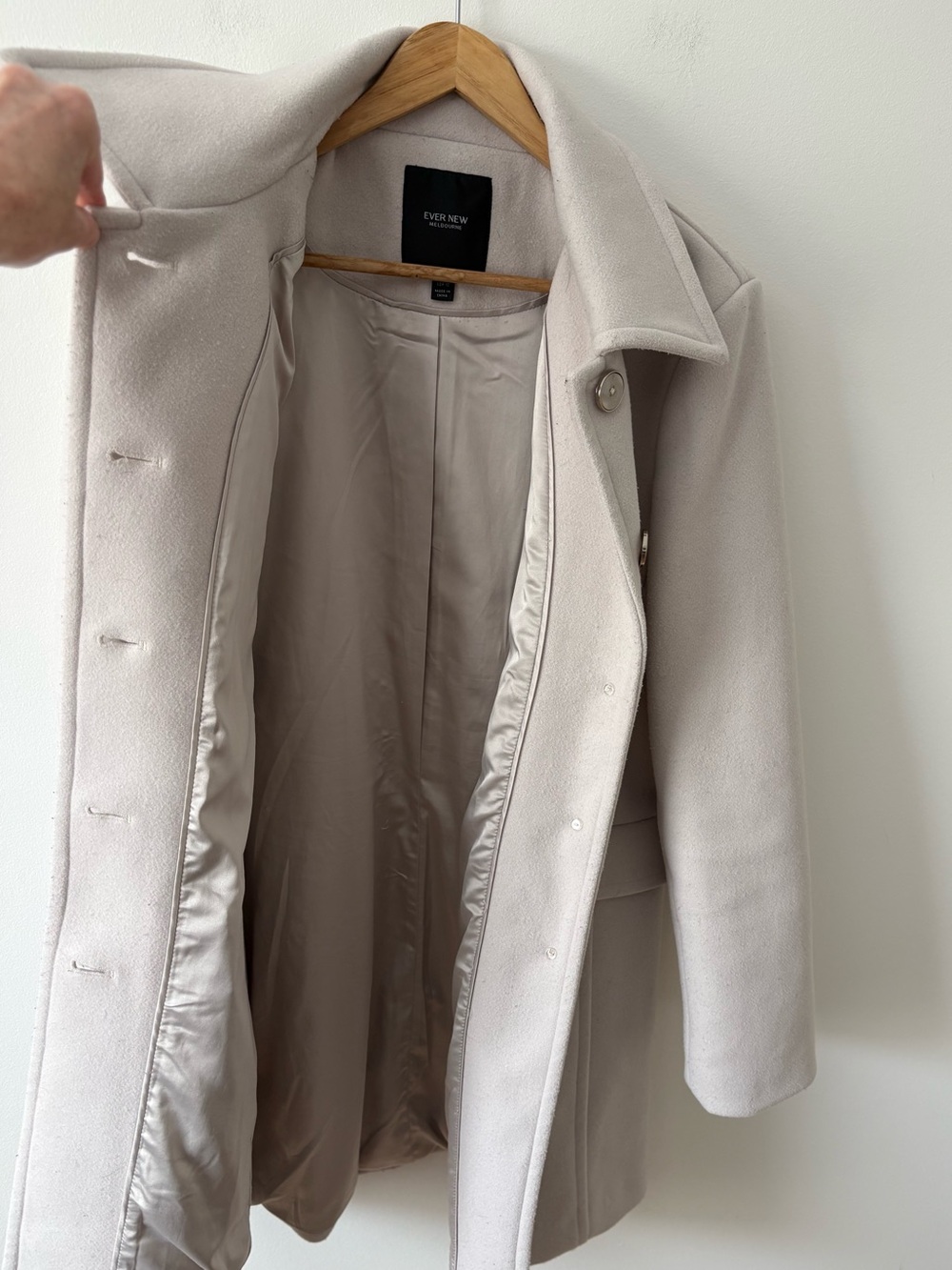 Ever New Classic Ivory Collared Coat Size US 10 Tailored Wool Look Fall Classic - Picture 10 of 13